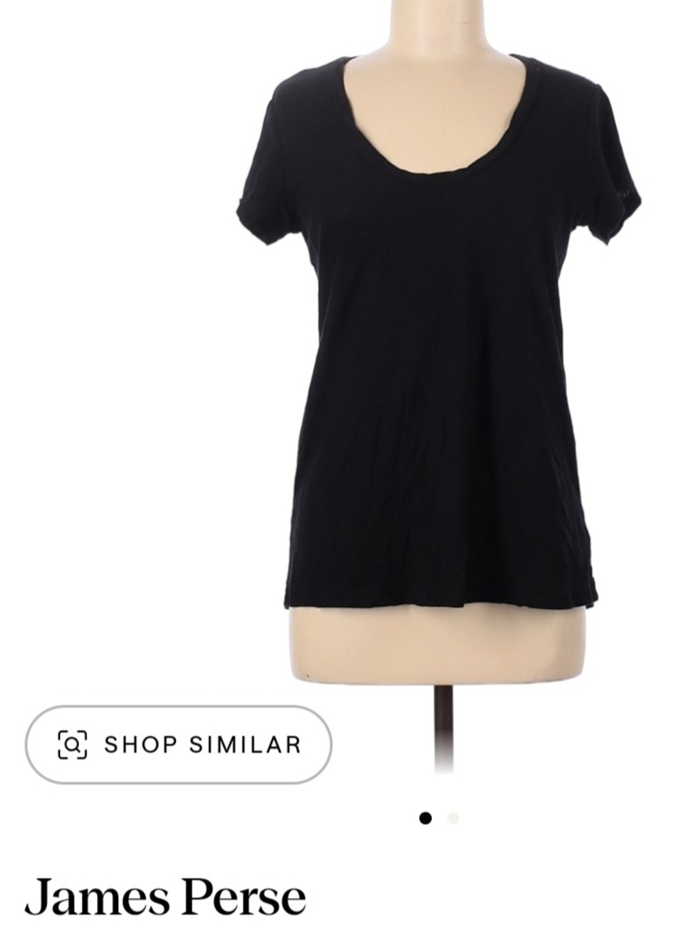 James Perse Black Scoop Neck Short Sleeve Tee